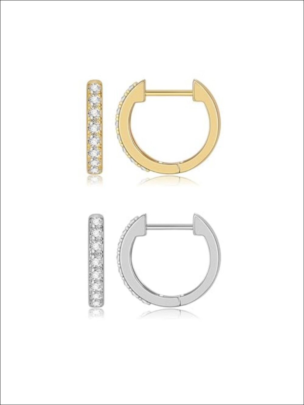 Hypoallergenic Huggie Earrings Women 14K Gold Plated CZ Hoops